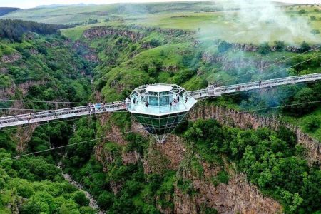 Diamond Bridge at Tsalka Canyon suspended above dramatic cliffs